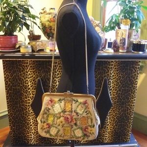 VTG Tarot Needlepoint Floral Custom Purse Bag